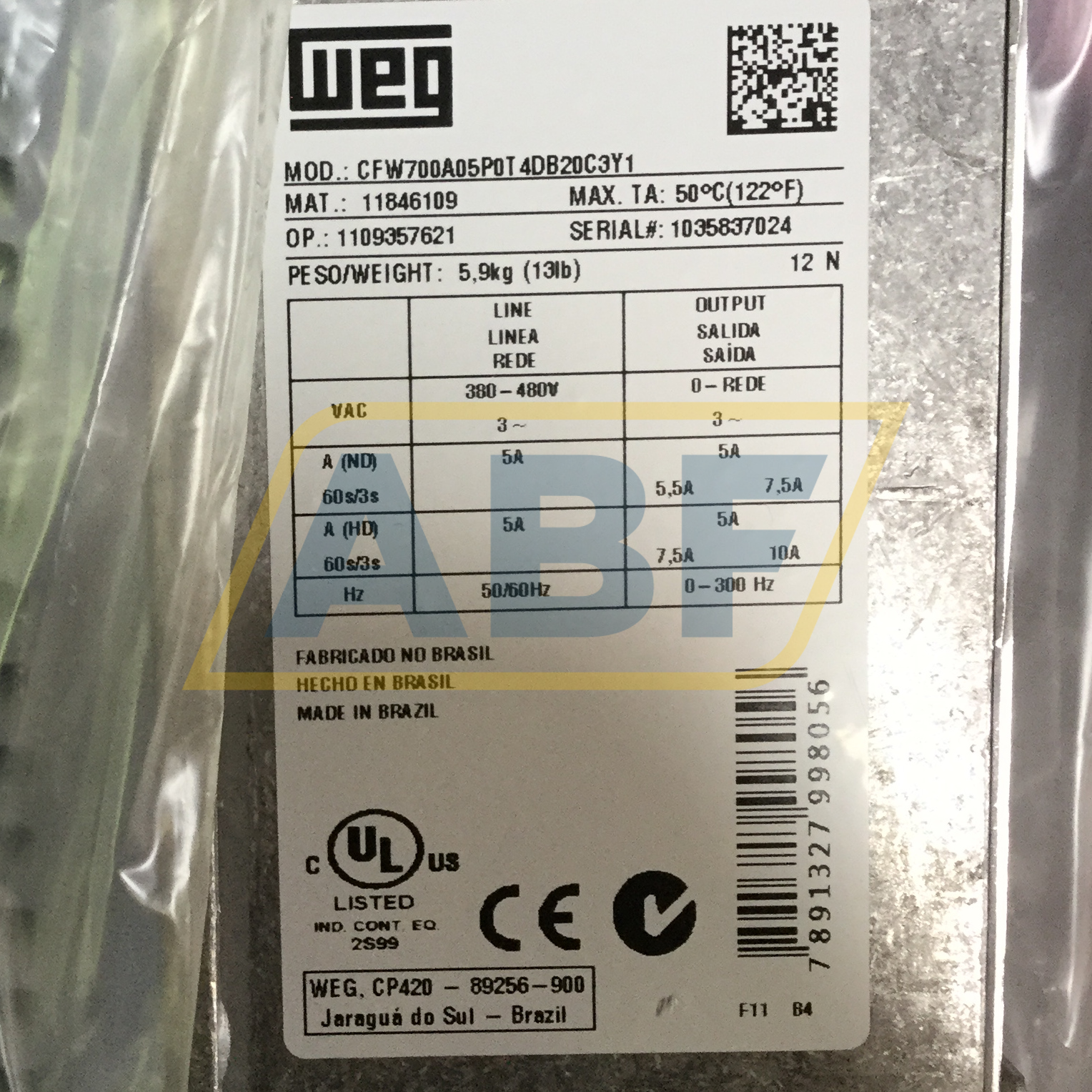 CFW700A05P0T4DB20C3Y1 WEG