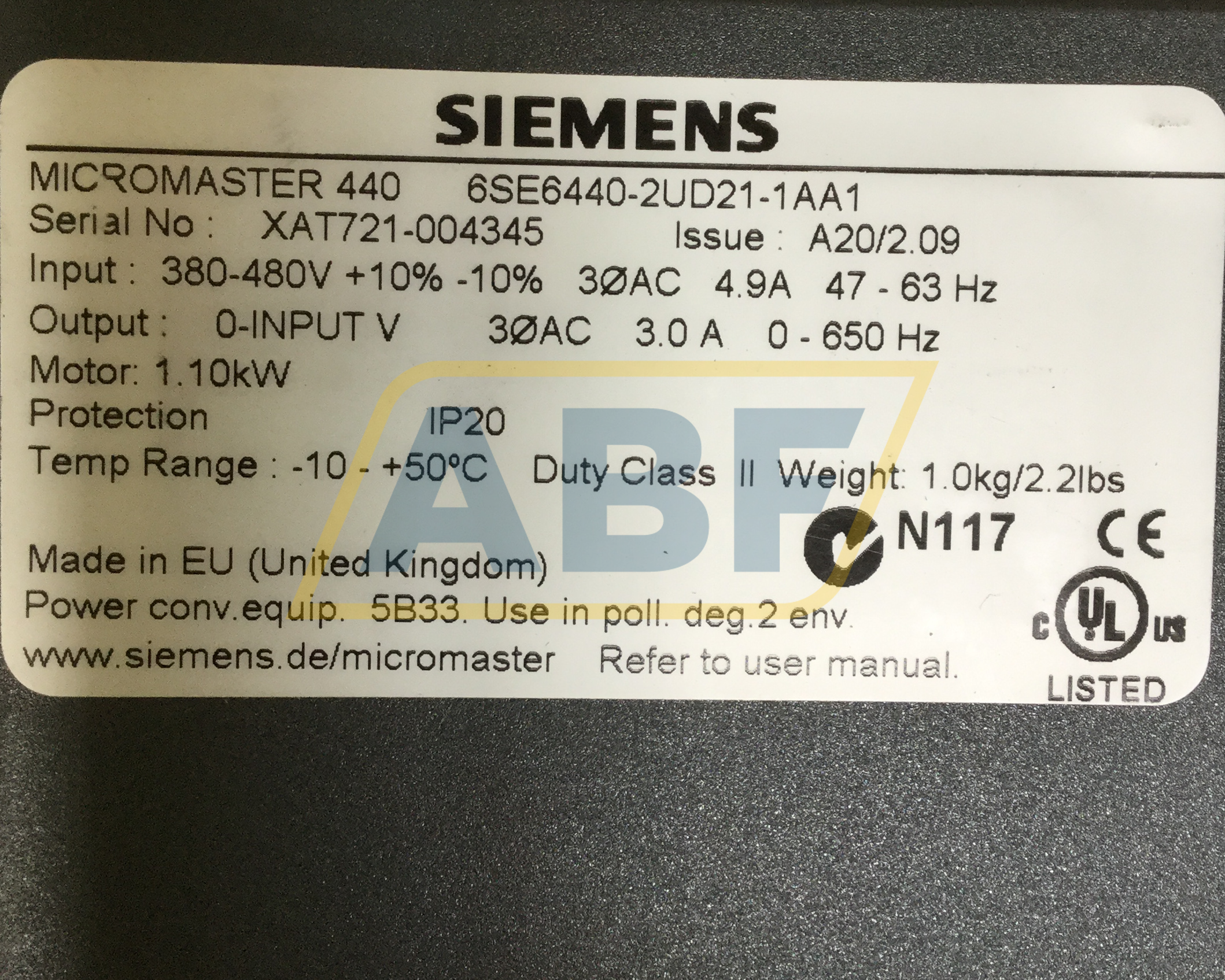 6SE6440-2UD21-1AA1 Siemens