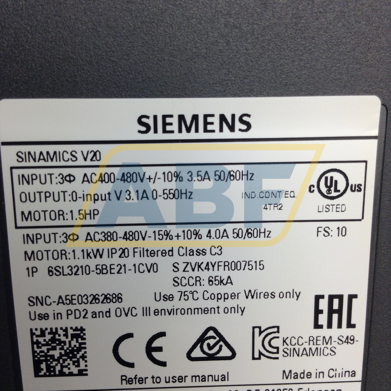 6SL3210-5BE21-1CV0 Siemens