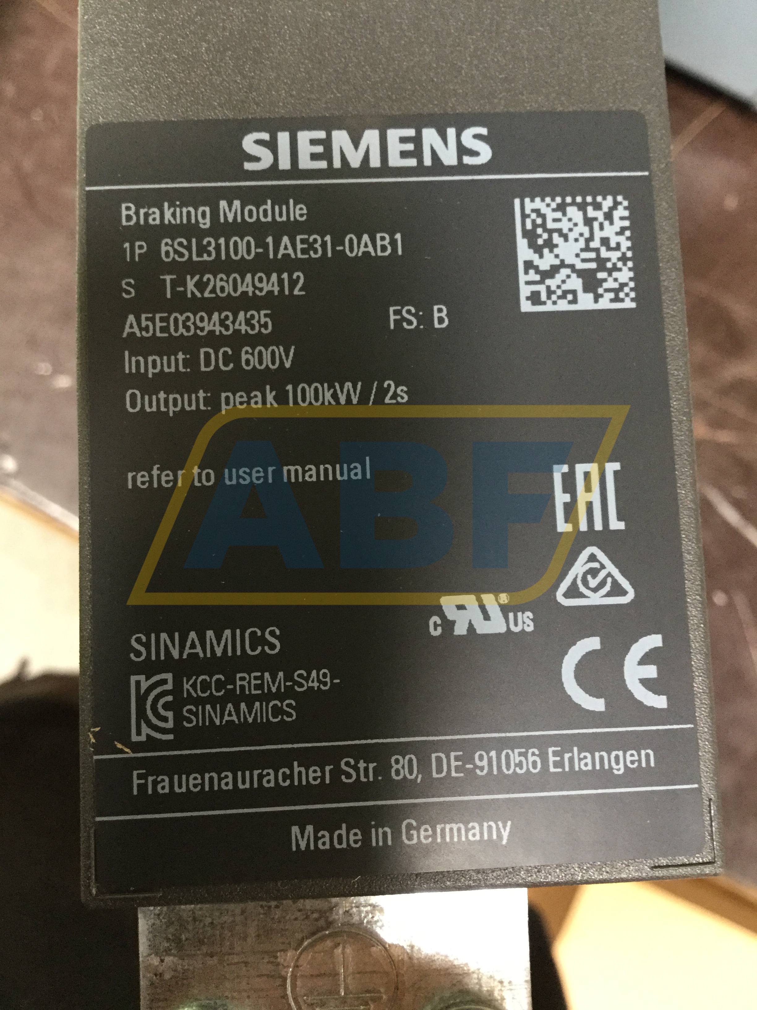 6SL3100-1AE31-0AB1 Siemens