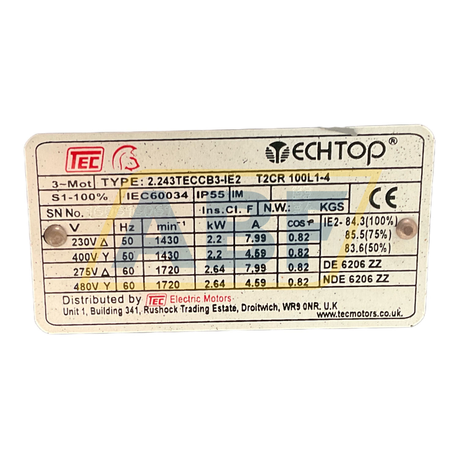 T2CR100L1-4-B3 TechTop Motor