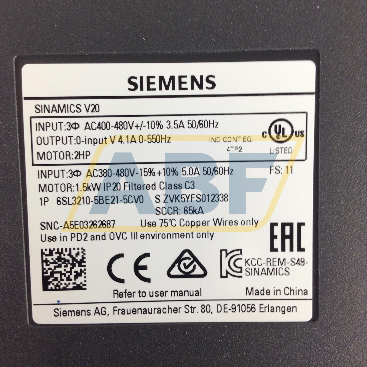 6SL3210-5BE21-5CV0 Siemens