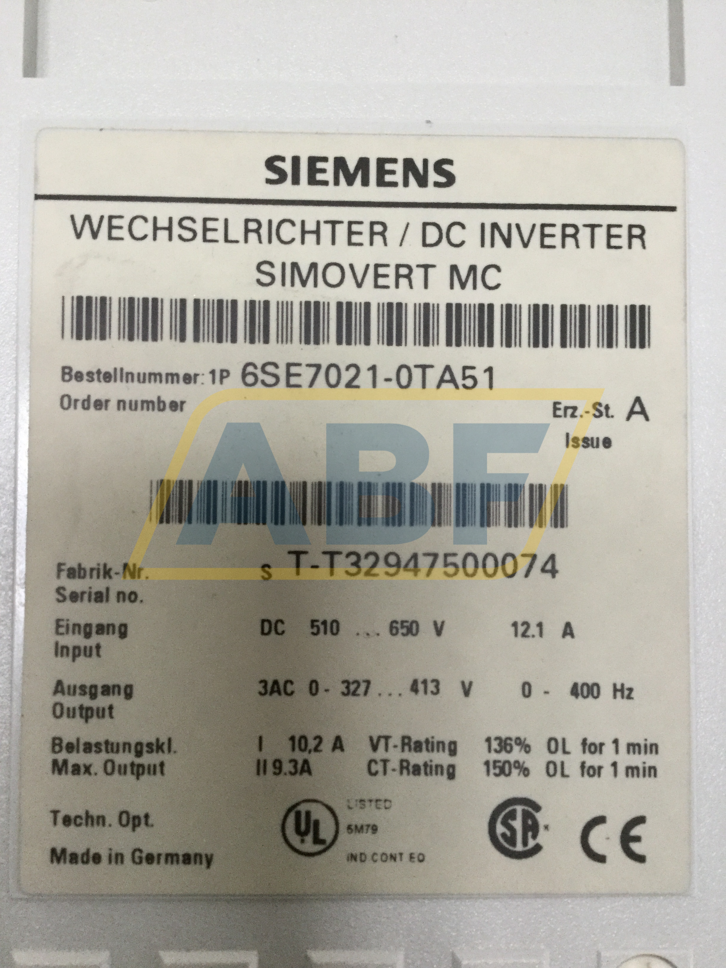 6SE7021-0TA51 Siemens