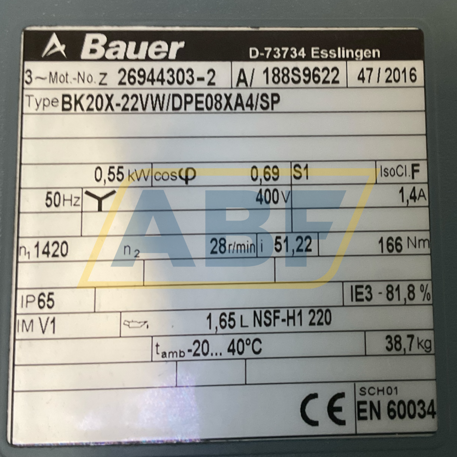 BK20X-22VW/DPE08XA4/S Bauer