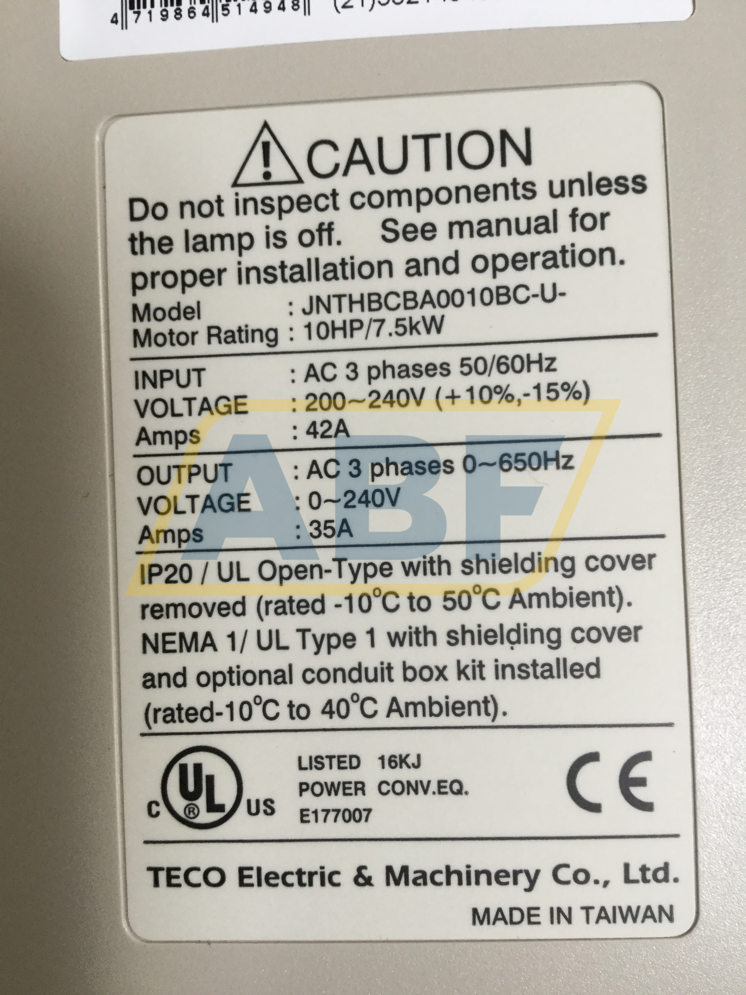 JNTHBCBA0010BC-U Teco