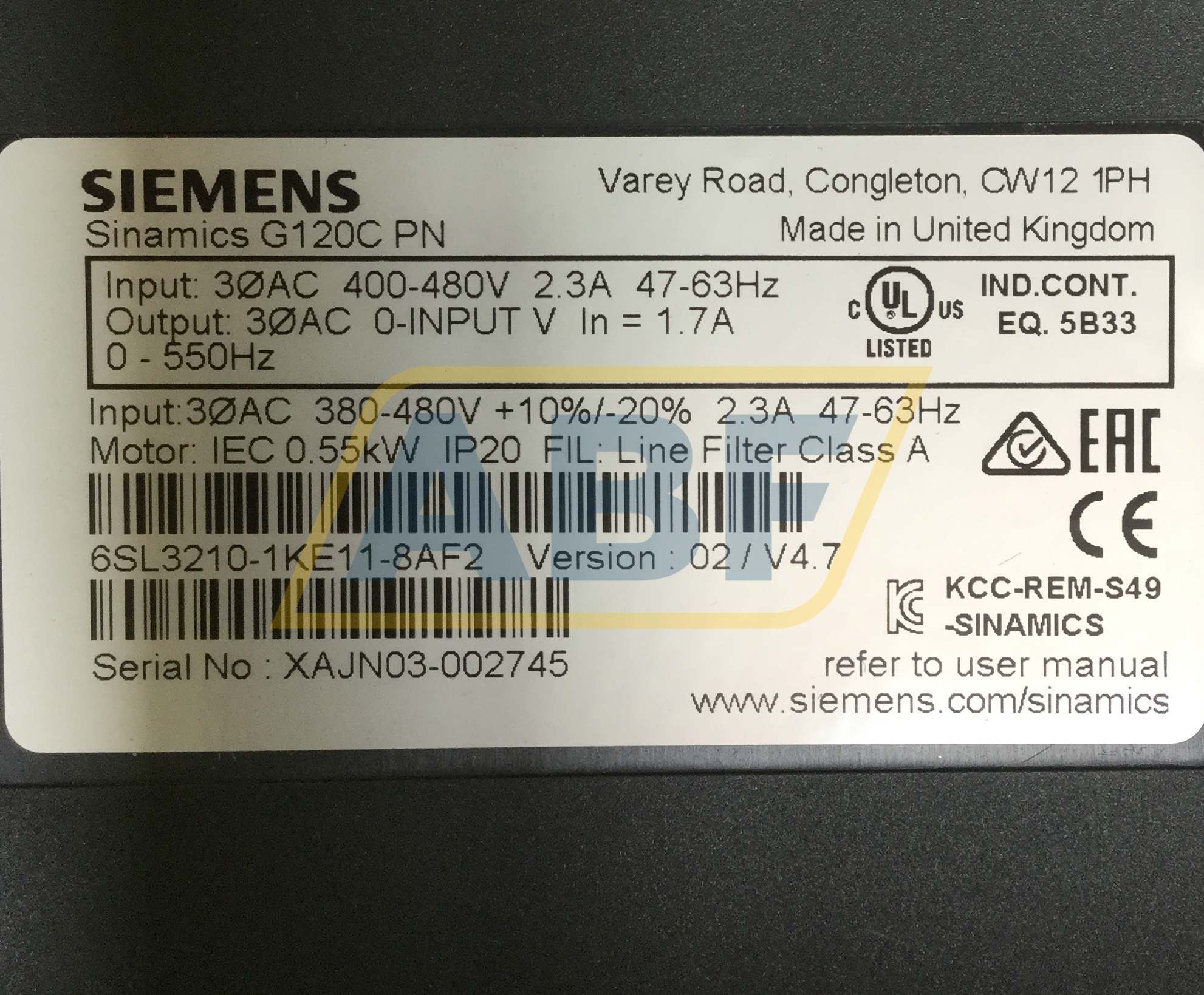 6SL3210-1KE11-8AF2 Siemens