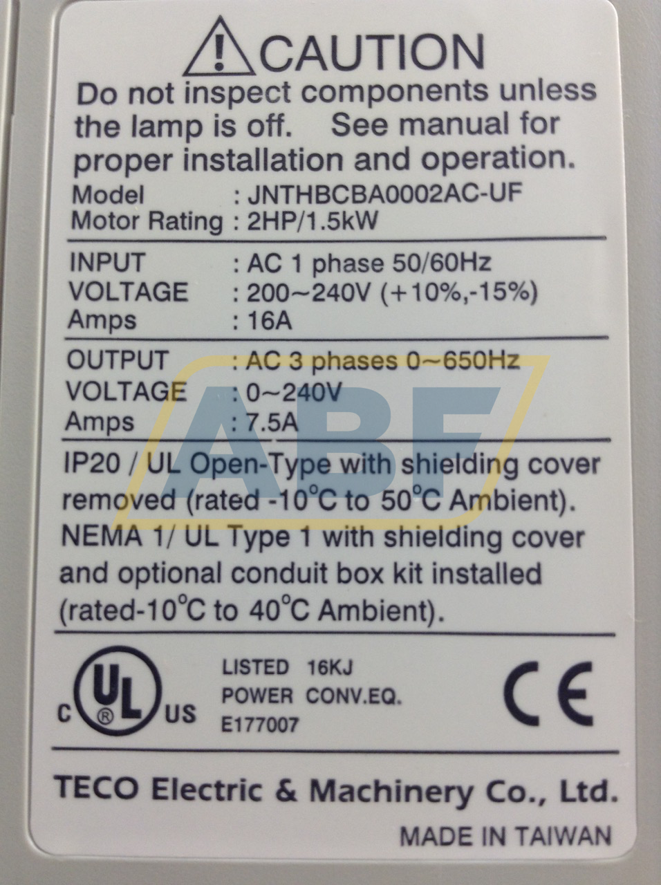 JNTHBCBA0002AC-UF Teco