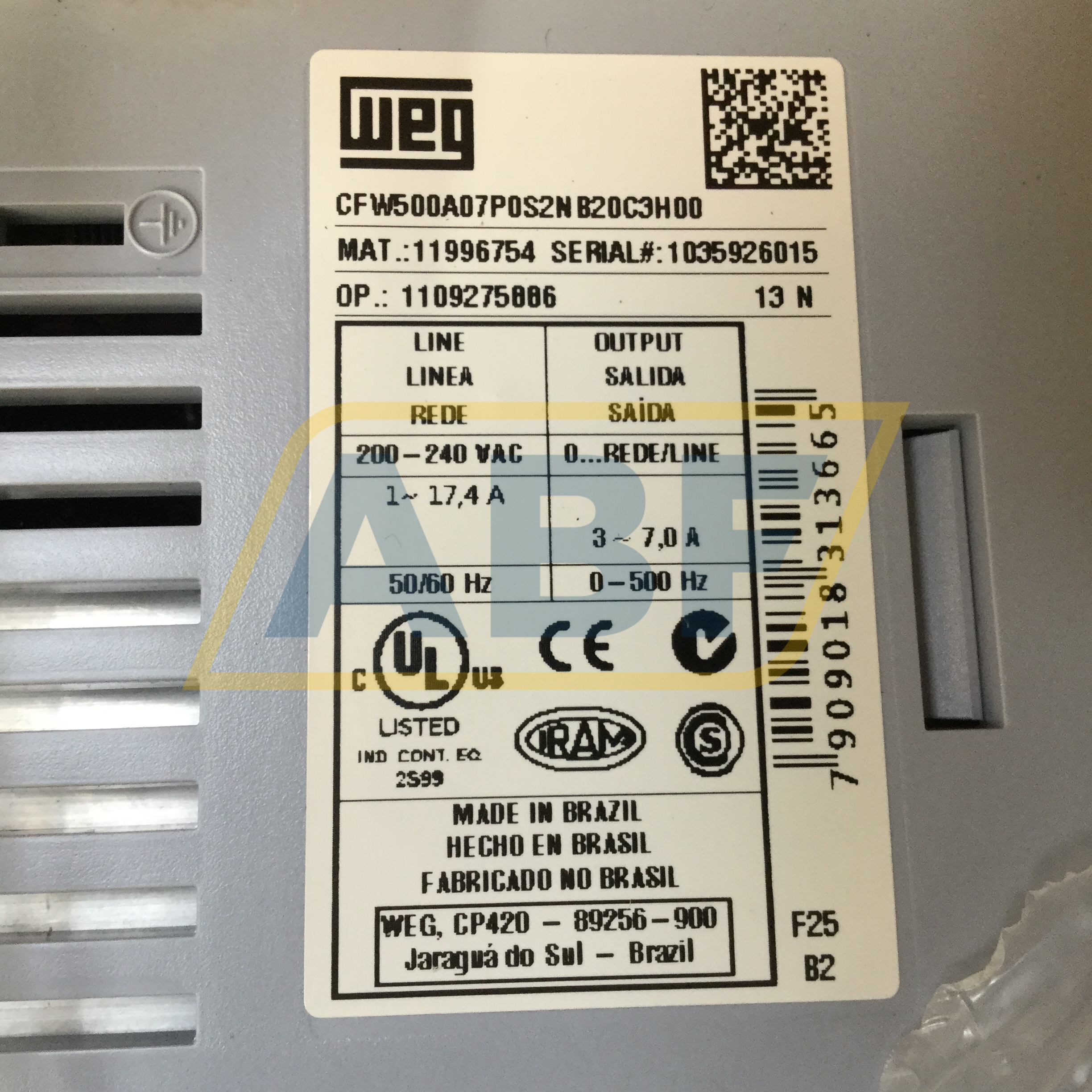 CFW500A07P0S2NB20C3H00 WEG