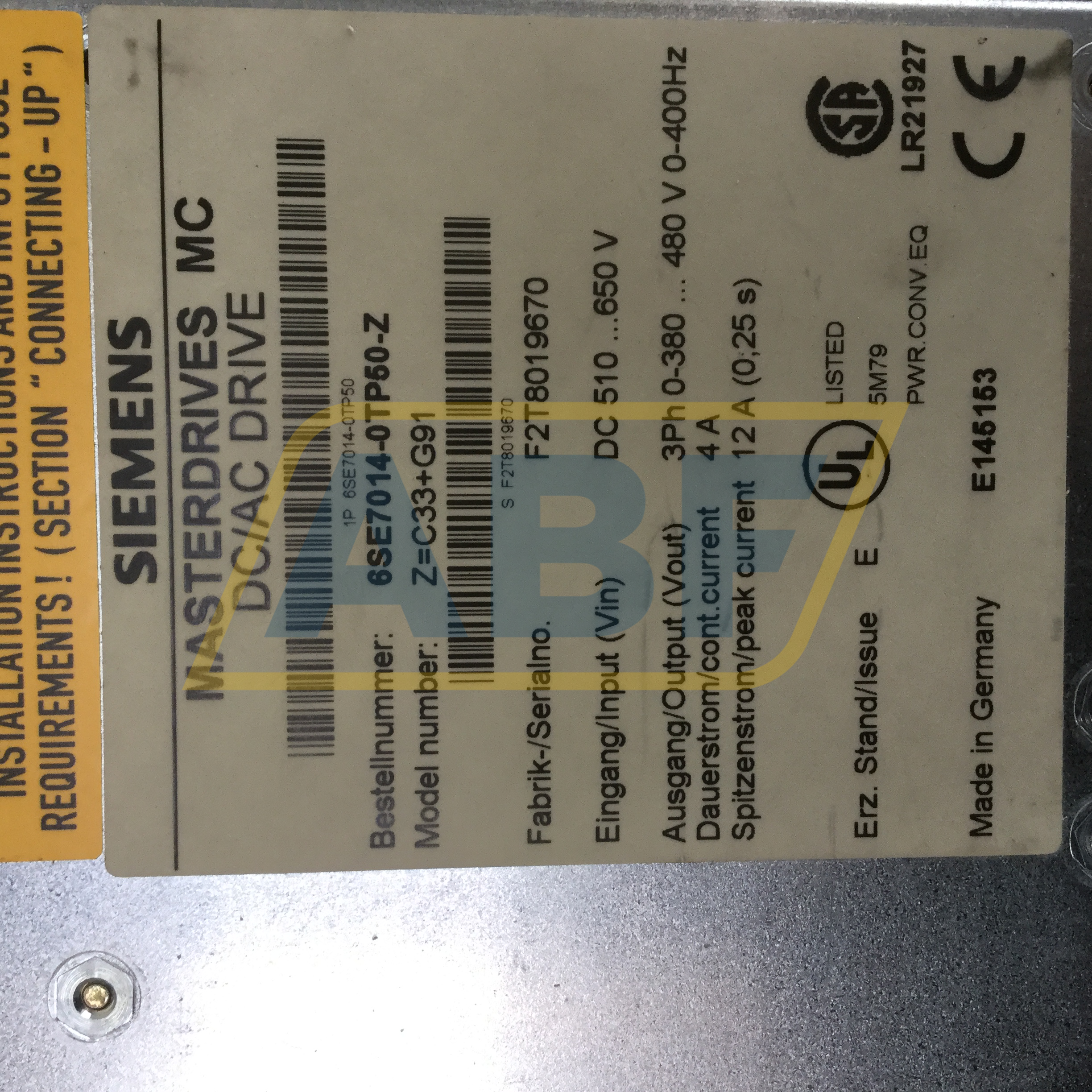 6SE7014-0TP50-Z C33+G91 Siemens