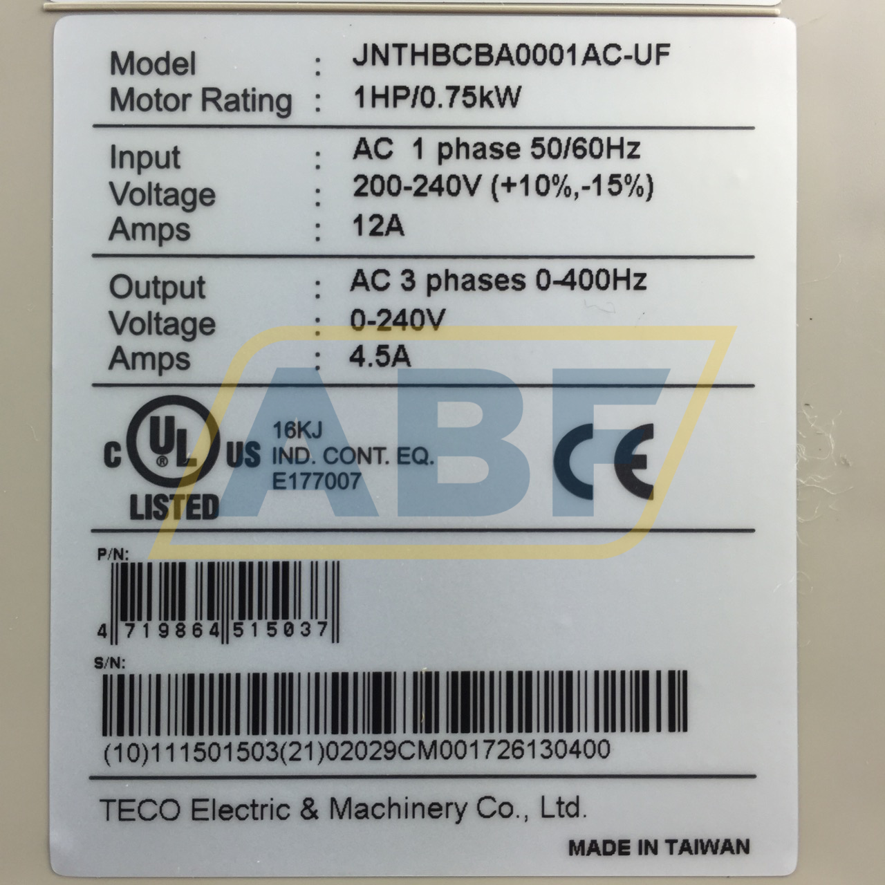 JNTHBCBA0001AC-UF Teco