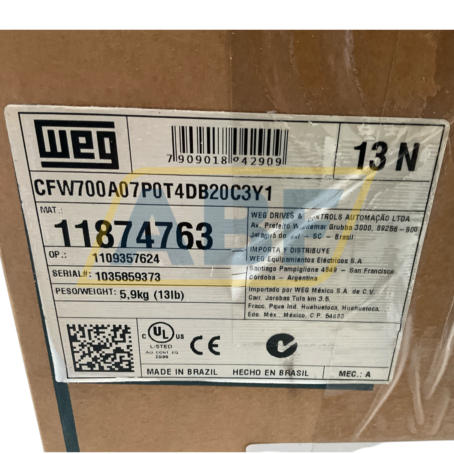 CFW700A07P0T4DB20C3Y1 WEG