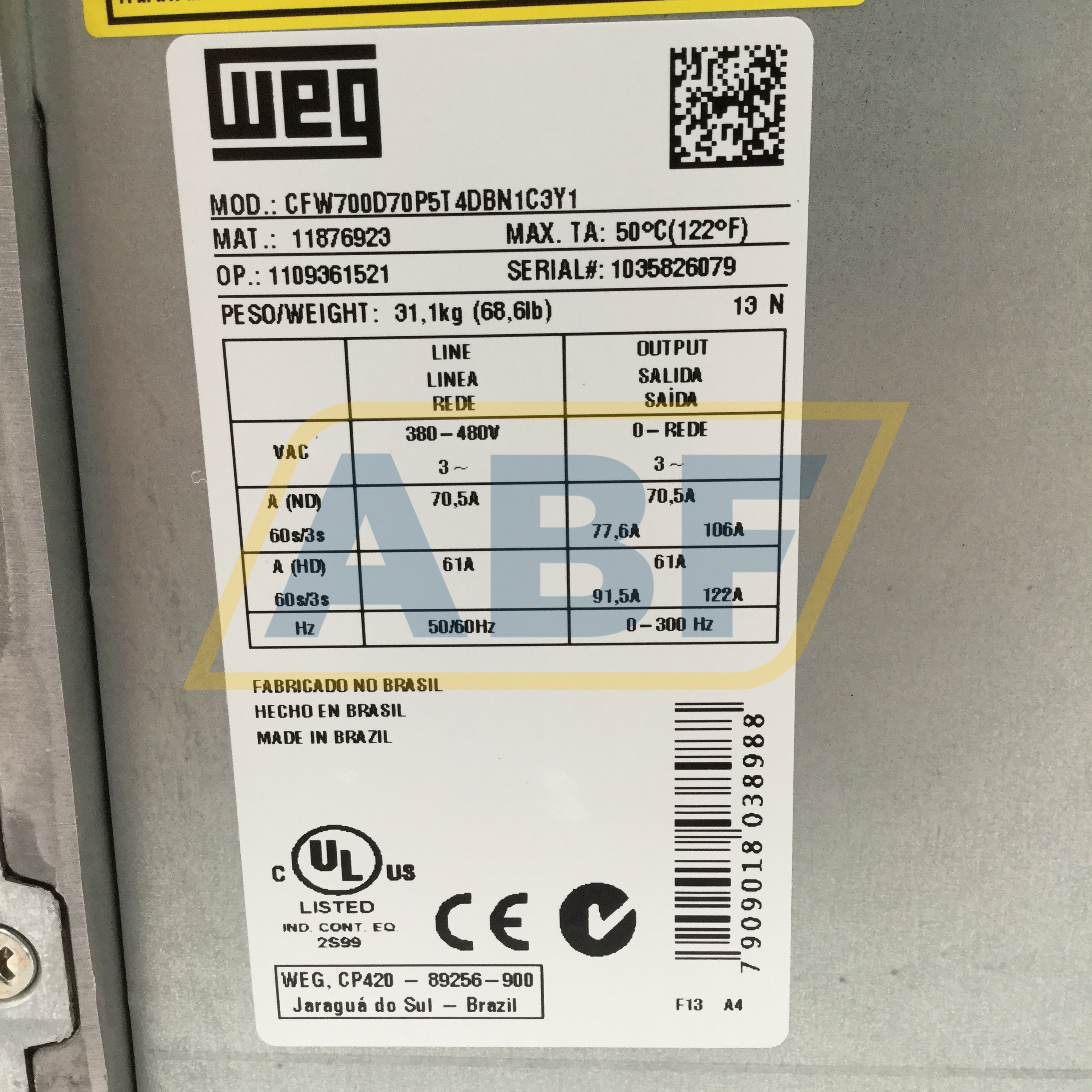 CFW700D70P5T4DBN1C3Y1 WEG