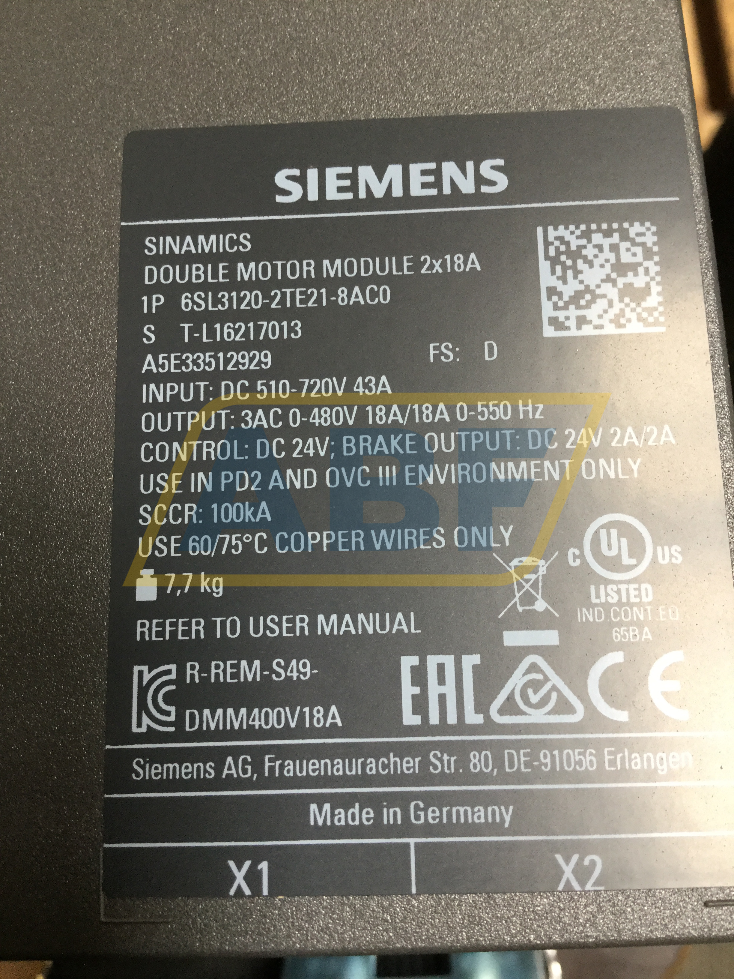 6SL3120-2TE21-8AC0 Siemens