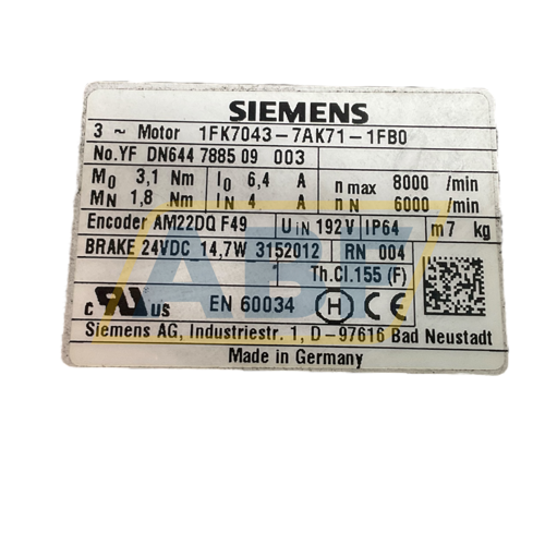 1FK7043-7AK71-1FB0 Siemens
