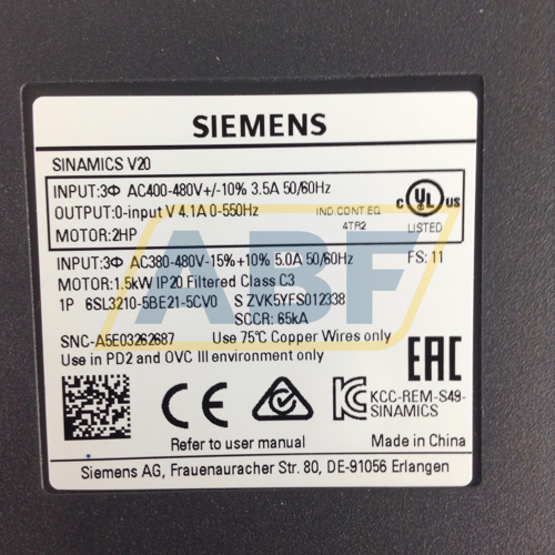 6SL3210-5BE21-5CV0 Siemens