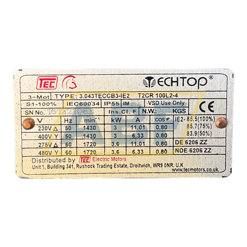 T2CR100L2-4-B3 TechTop Motor
