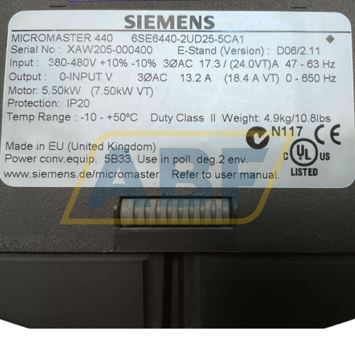6SE6440-2UD25-5CA1 Siemens