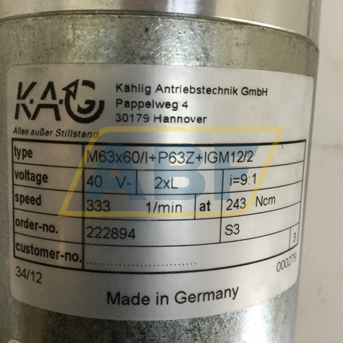 M63X60I40VP63ZI9IGM12/2 Kahlig Antriebstechnik