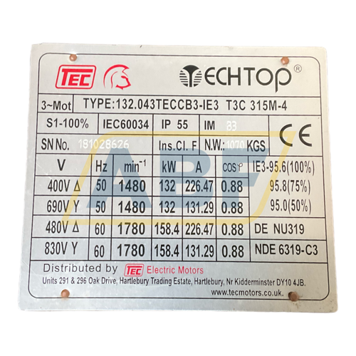 T3C315M-4-B3 TechTop Motor